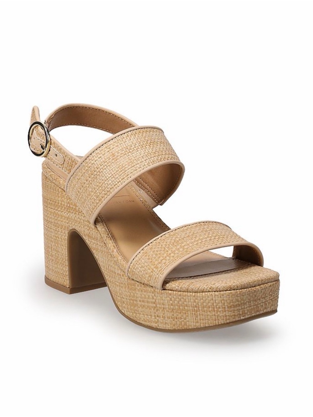 LC Lauren Conrad Jonina Women's Two Band Heeled Wedge Slingback Sandals SZ 6 M
